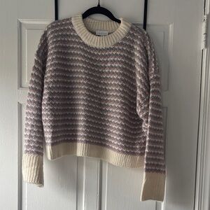 Topshop Striped Cream and Gray Women's Sweater
